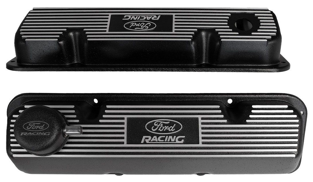 Finned Aluminium Black Wrinkle Ford Racing Valve Covers FMM-6582-A341R