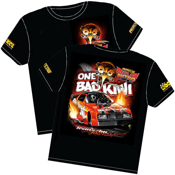 One Bad Kiwi' Pontiac Trans-Am Outlaw Nitro Funny Car T-Shirt RTOBK-LARGE